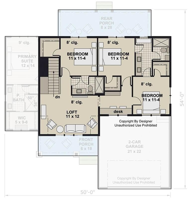Explore This Upper Floor Plan with a Handy Loft and Desk Area