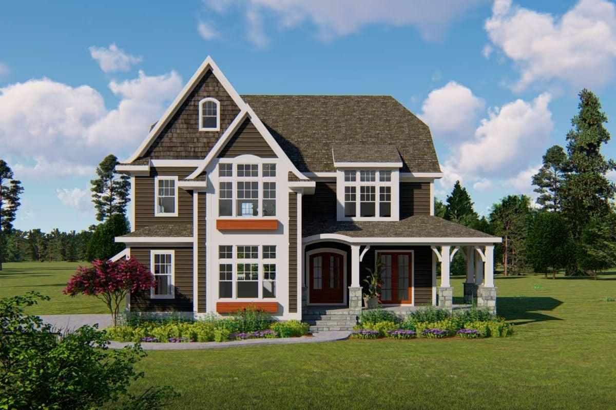 Check Out the Charming Wraparound Porch on This Traditional Home
