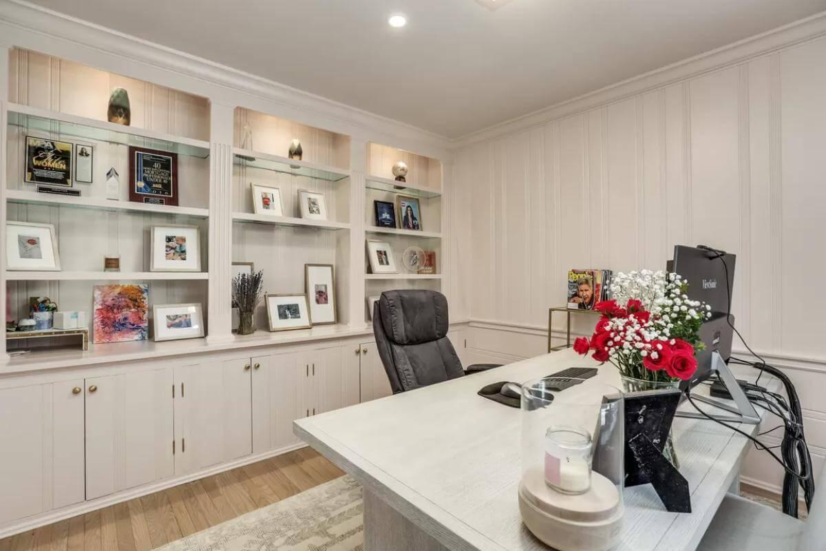 Sophisticated Home Office with Dedicated Display Shelves