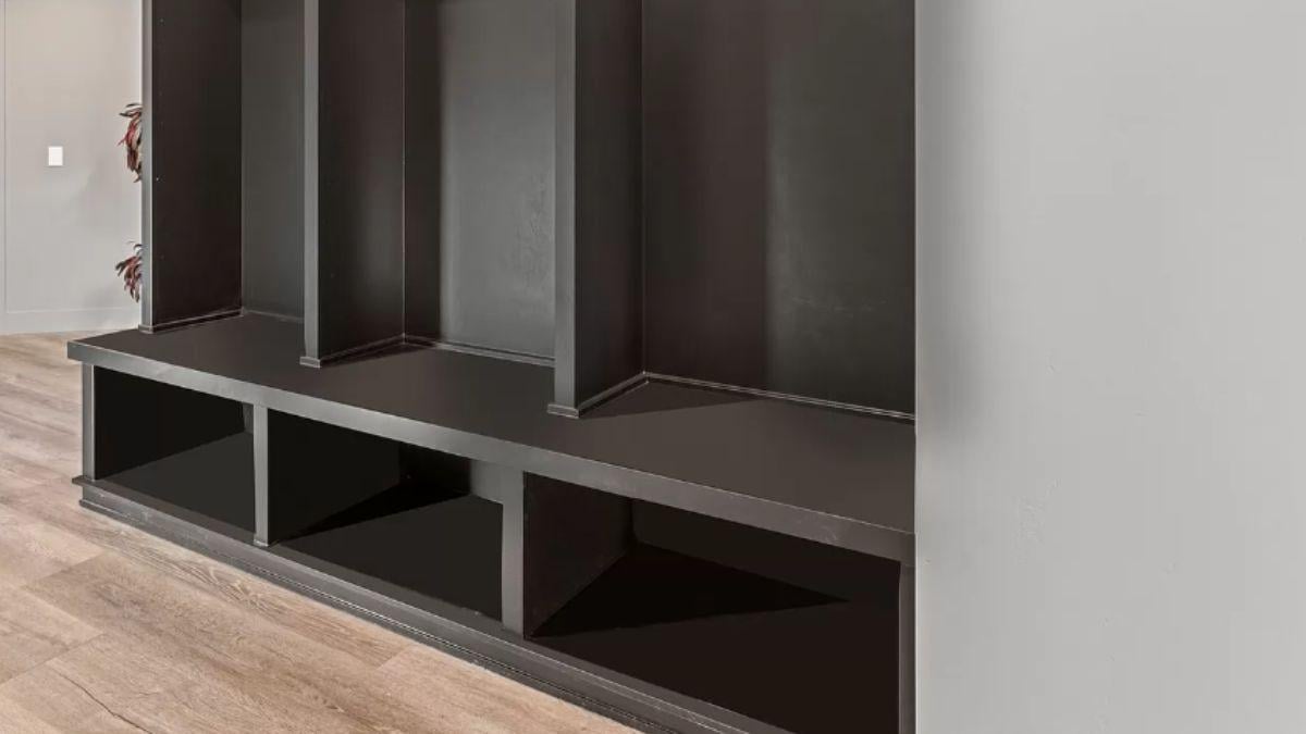 Functional Mudroom with Sleek Black Built-Ins