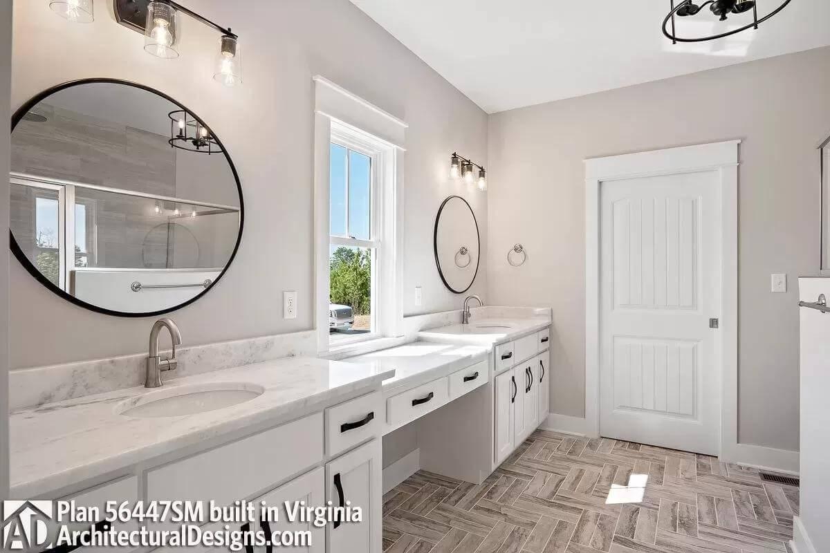 Dual Vanity Elegance in a Craftsman Bathroom