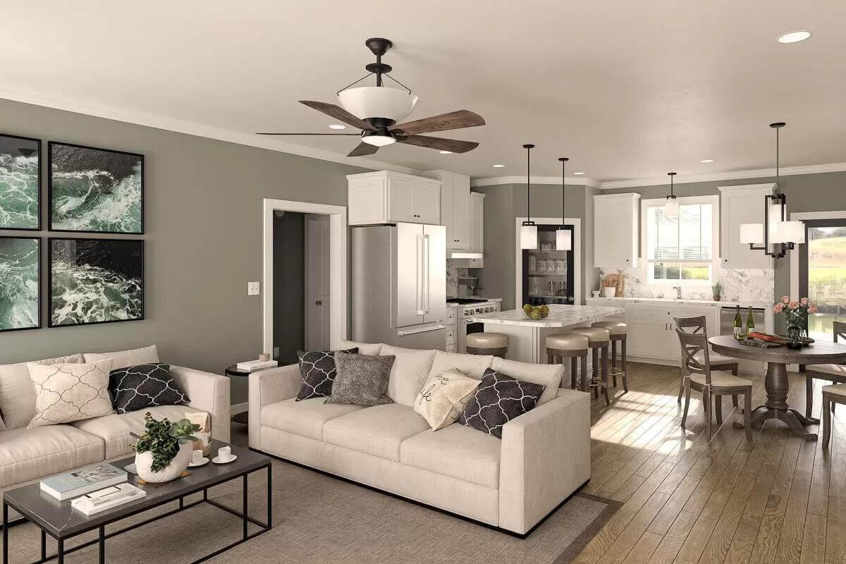 Seamless Living in a Craftsman Great Room with Open Kitchen