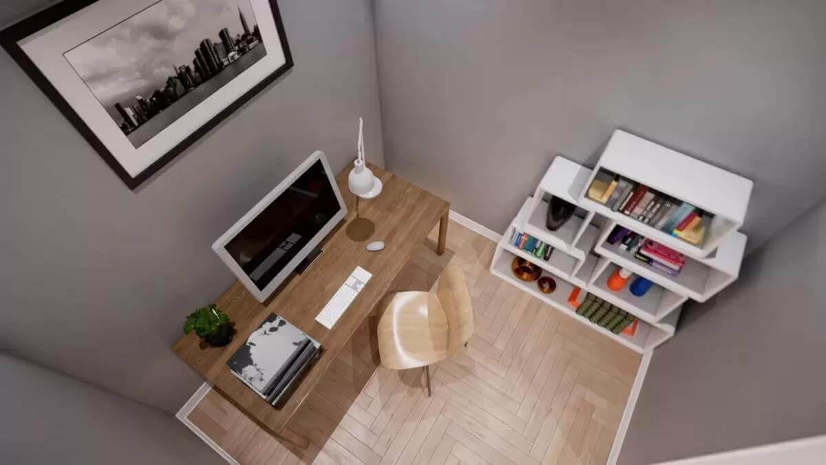Step Into This Compact Home Office with Smart Storage Solutions