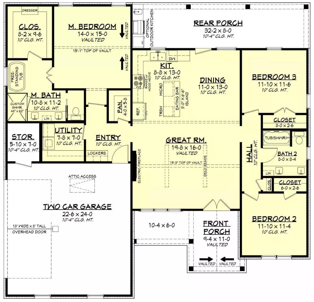 Explore the Flow: Main Floor Layout with Vaulted Ceilings