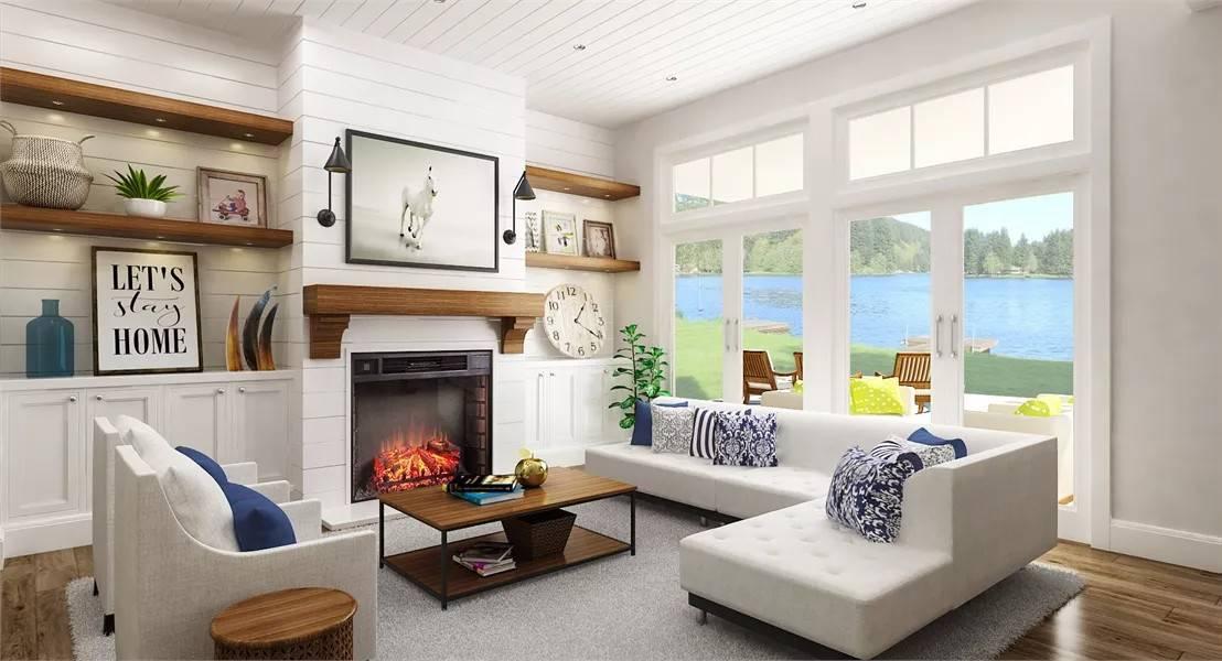 Relax by the Fireplace in This Lakeview Living Room