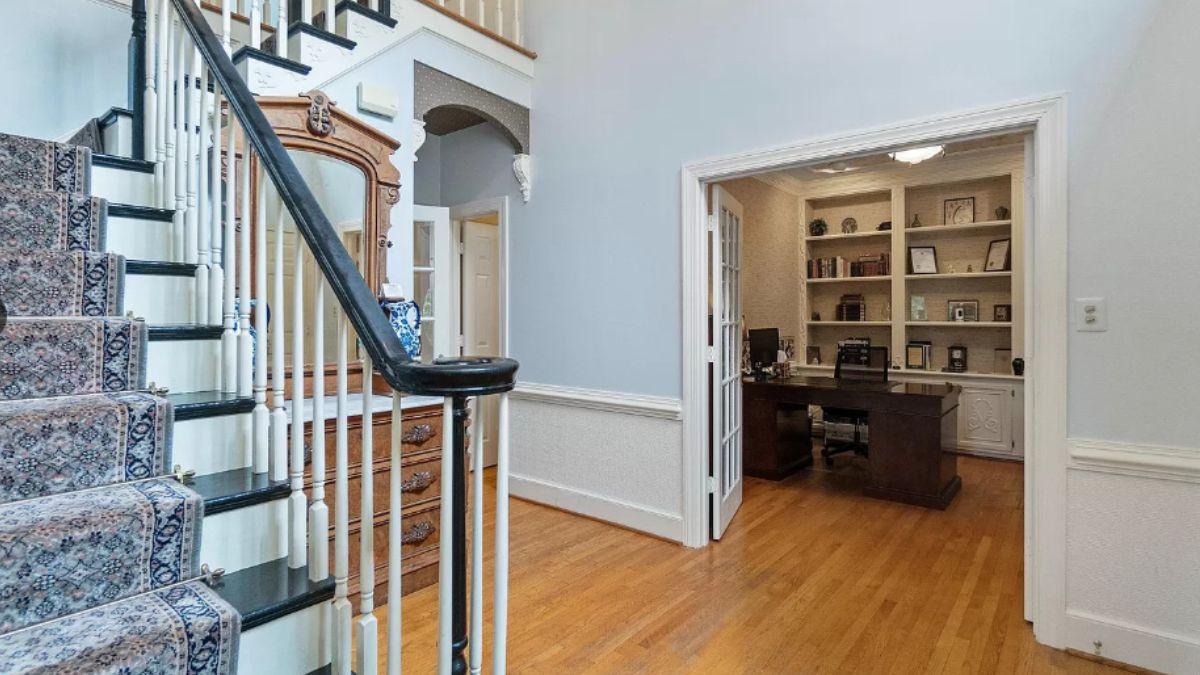 Explore This Elegant Staircase and Adjacent Home Office