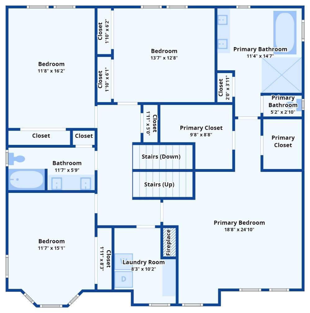 Second Floor Retreat with Spacious Primary Suite and Bay Window Charm