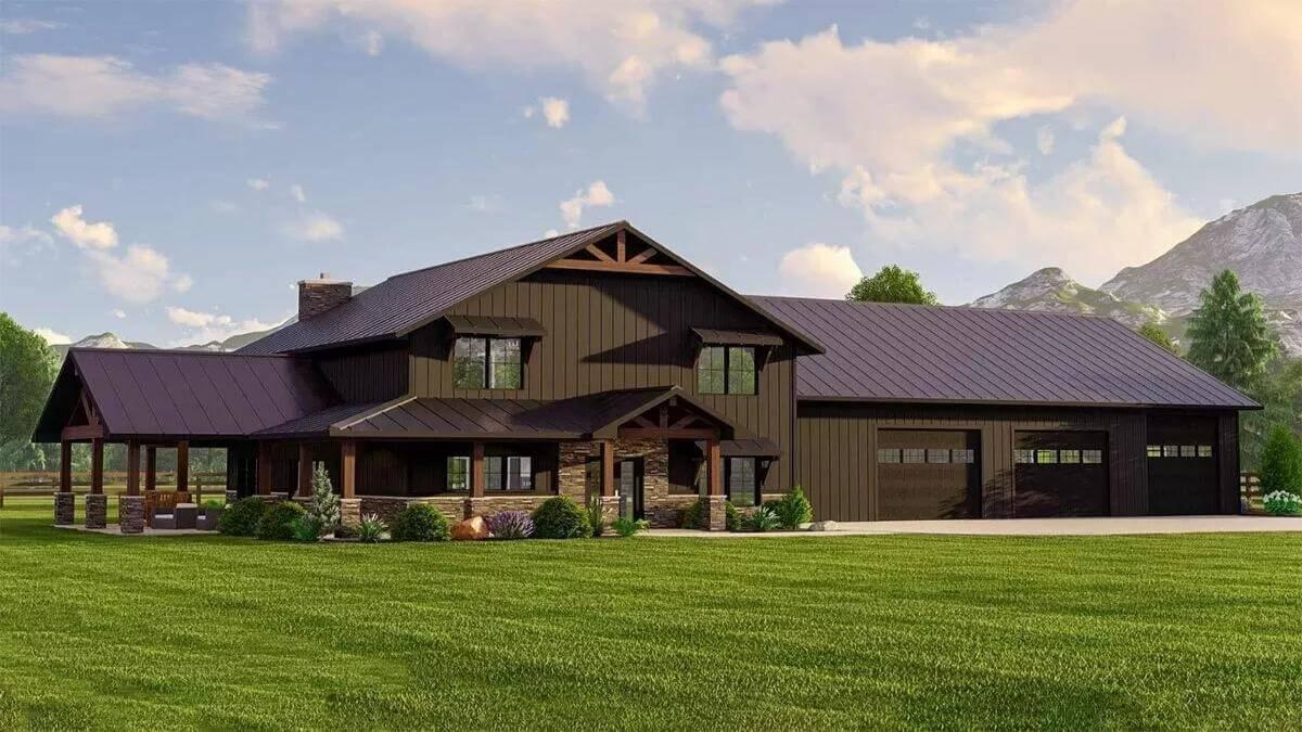 Mountain View Home with Robust Timber Elements and Spacious Porch