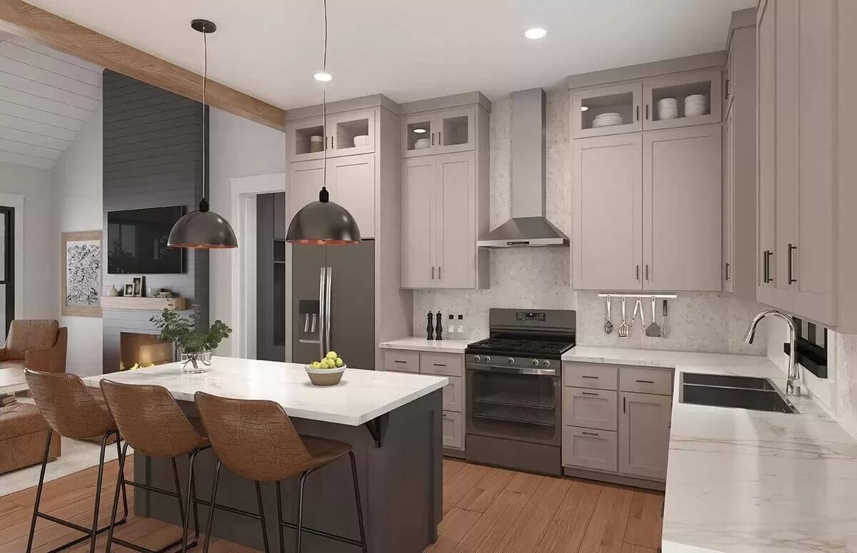Check Out the Spacious Island in This Craftsman Kitchen