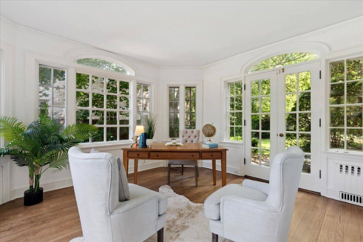 A Sun-Drenched Home Office with Garden Views