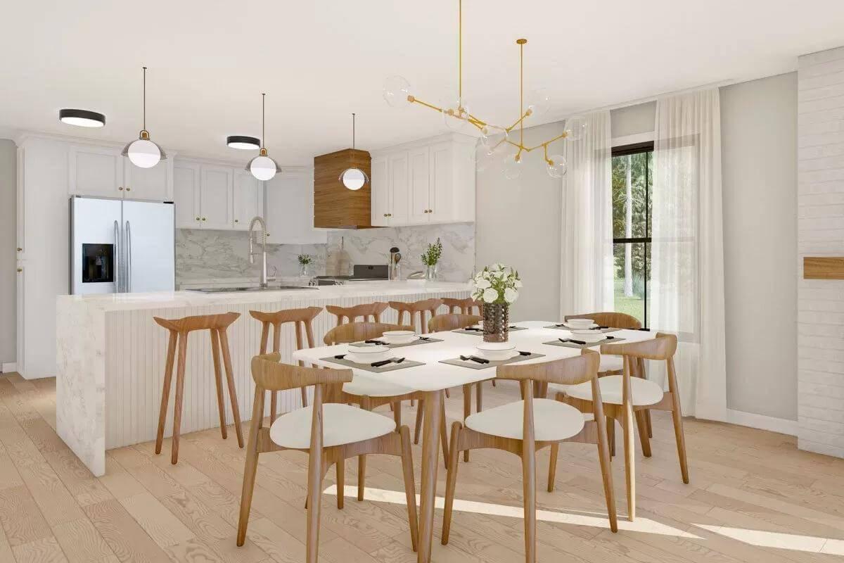 Wow, Take a Look at That Lighting Over This Scandinavian Dining Space
