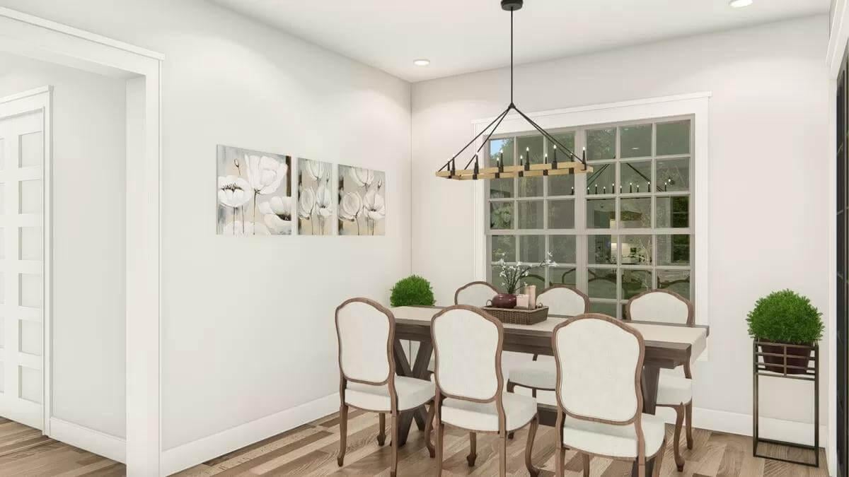 Elegant Dining Room with a Striking Candle-Style Chandelier