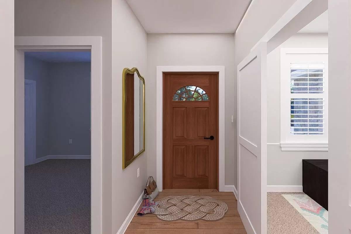 Timeless Entryway with a Warm Wooden Door