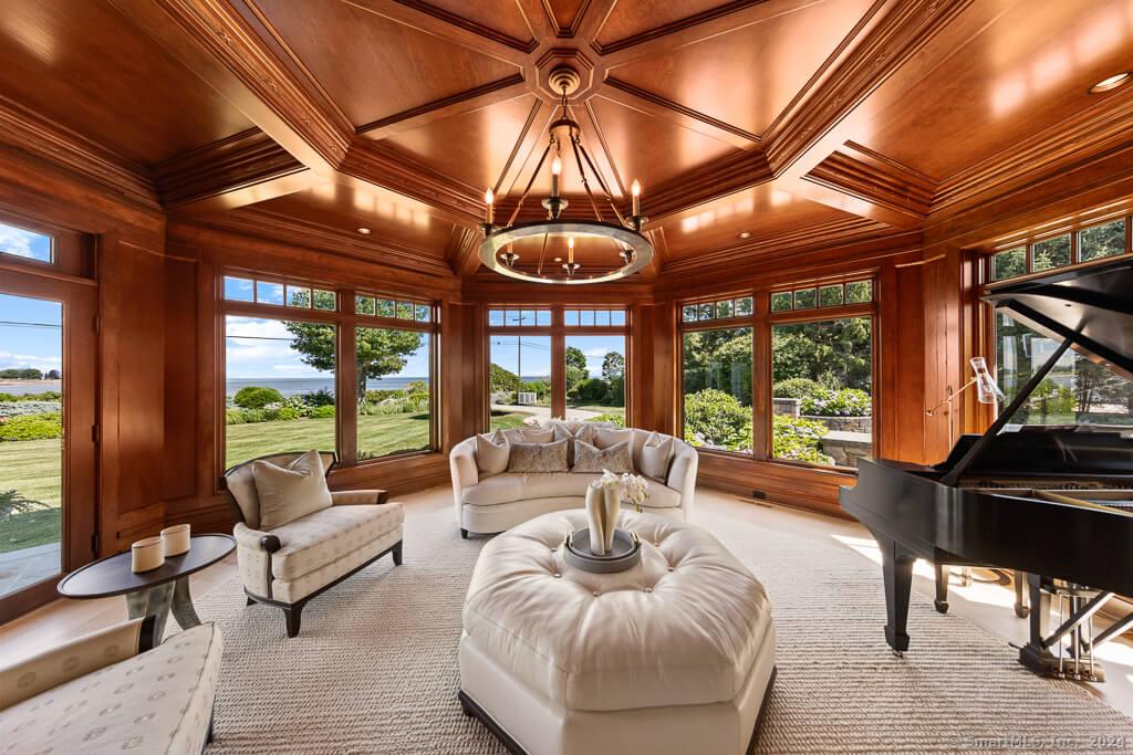 Notice the Exquisite Wood Paneling in This Grand Music Room