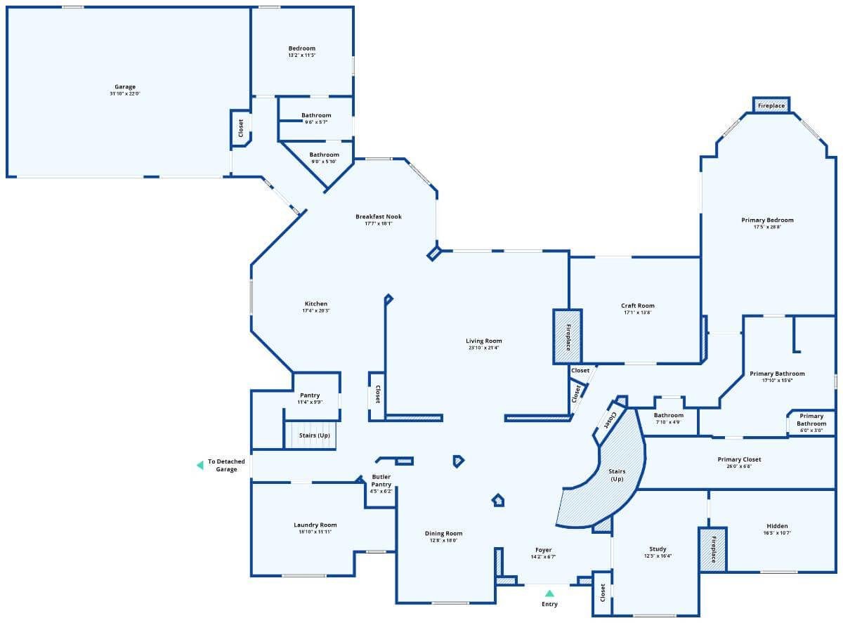 Explore This Expansive Ground Floor with Multiple Living Spaces and a Cozy Breakfast Nook