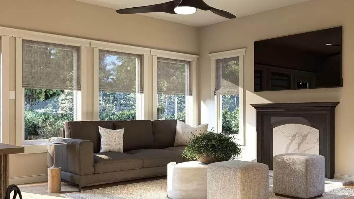 Living Room Comfort With a Craftsman Touch and Abundant Natural Light