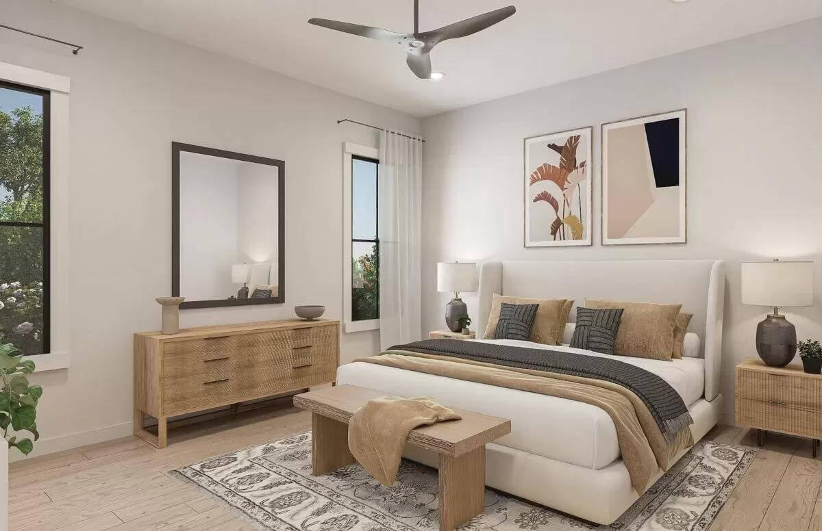 Craftsman Retreat: Sleek Ceiling Fan Enhances Modern Serenity