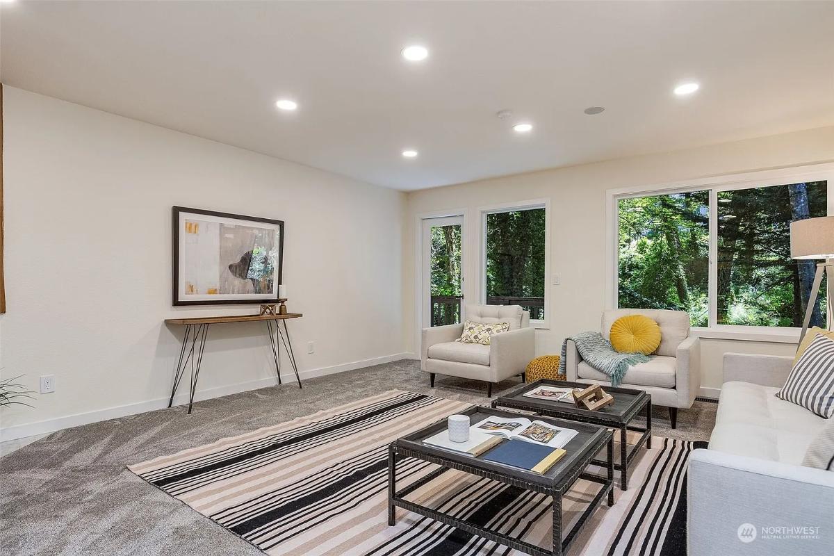 Notice the Textured Rug Bringing This Cozy Living Room Together