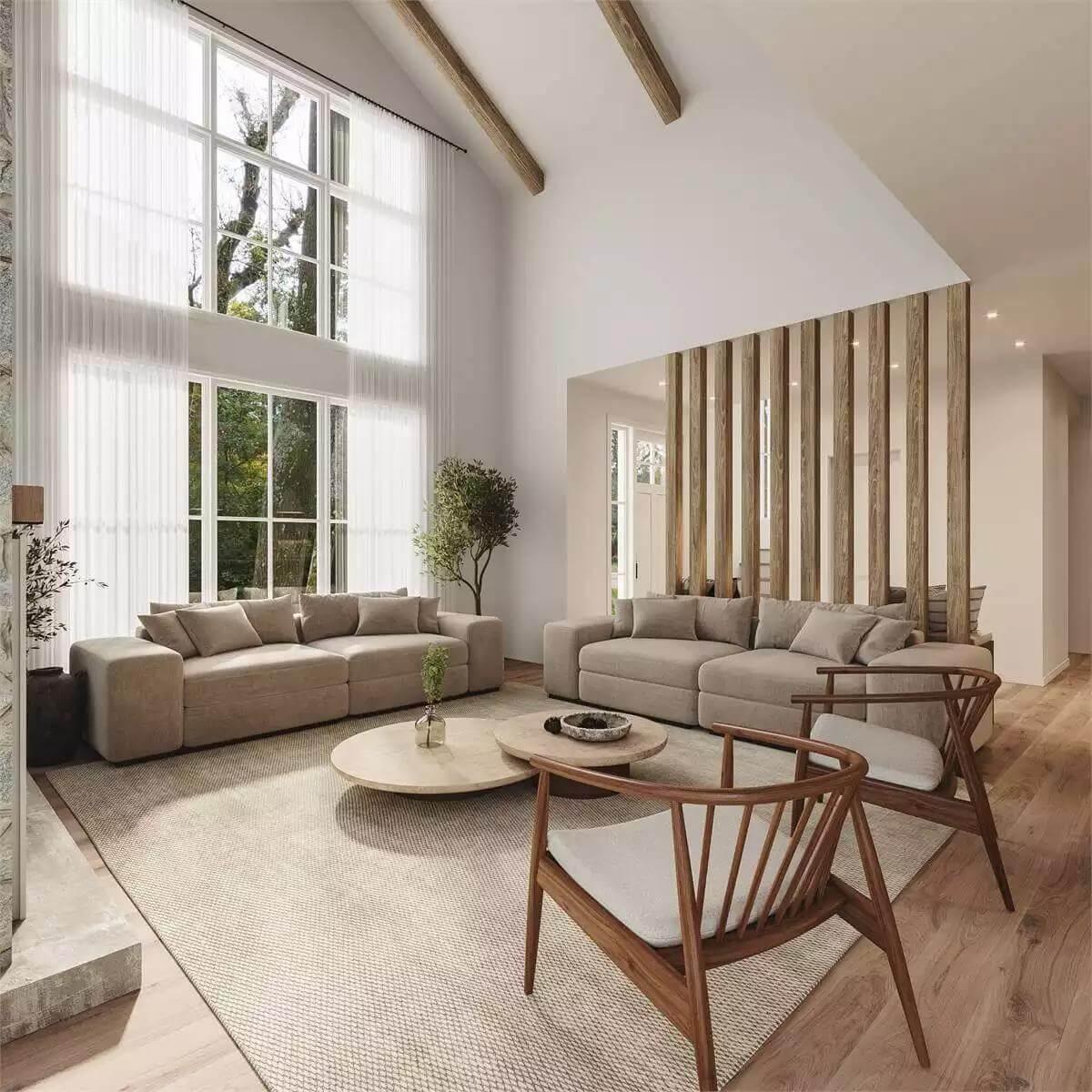 High Ceilings and Natural Light Make This Living Room a True Retreat