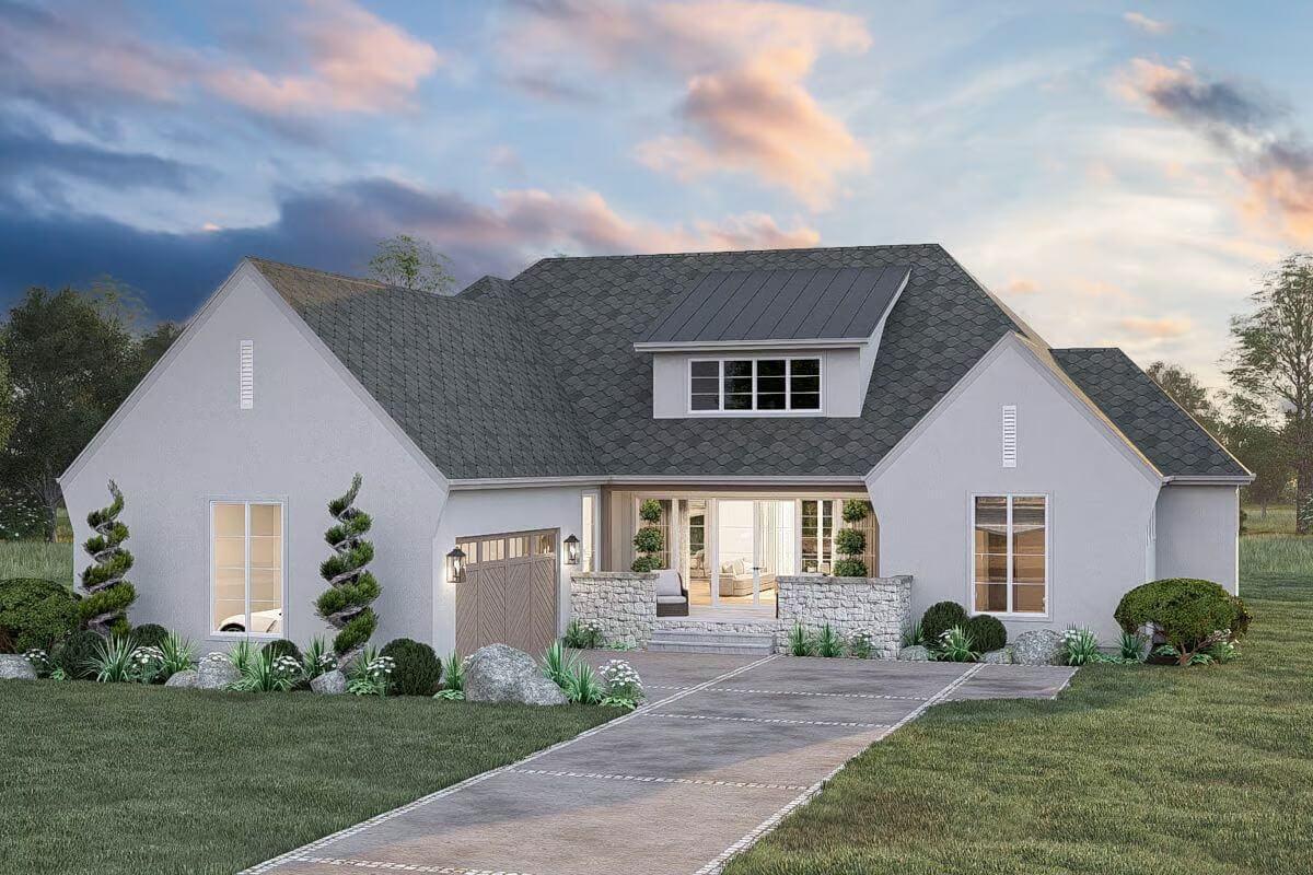 Charming Facade with Stone Accents and Dormer Window
