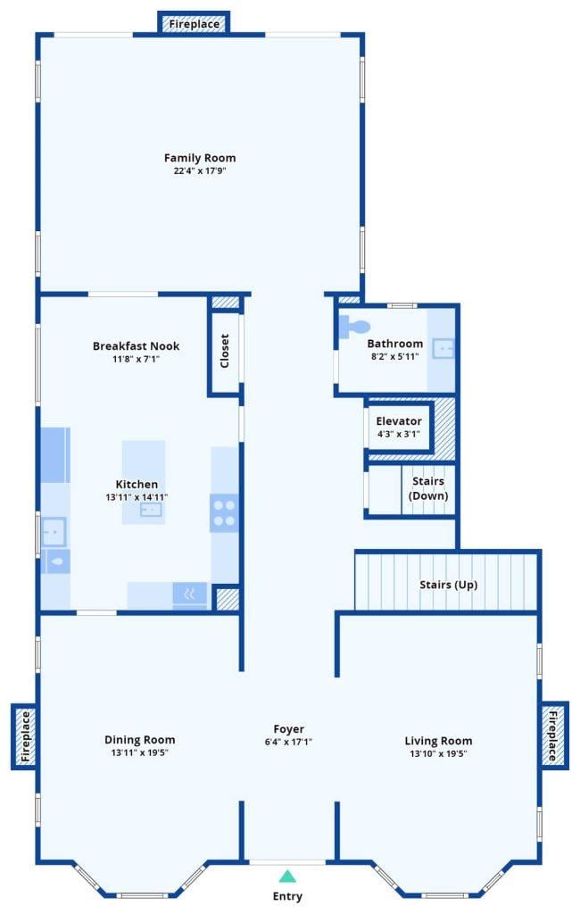 Explore This Spacious Main Floor with Dual Fireplaces and an Elevator