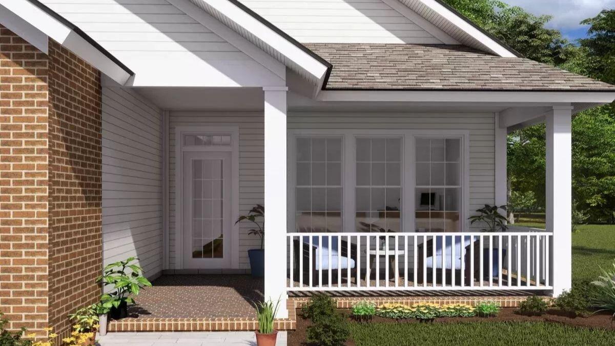 Relax on the Craftsman Porch with Brick Detailing