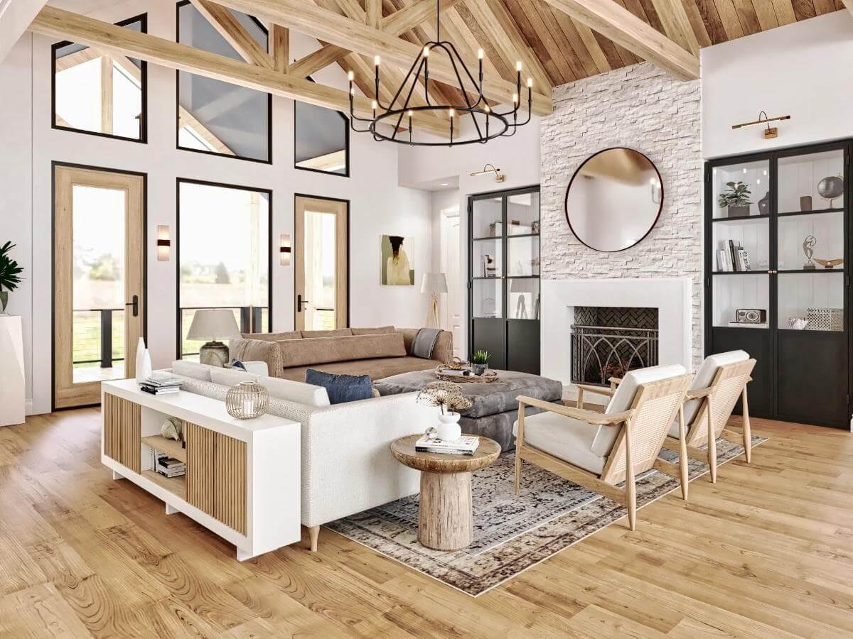Marvel at the Vaulted Wooden Ceiling and Abundant Natural Light