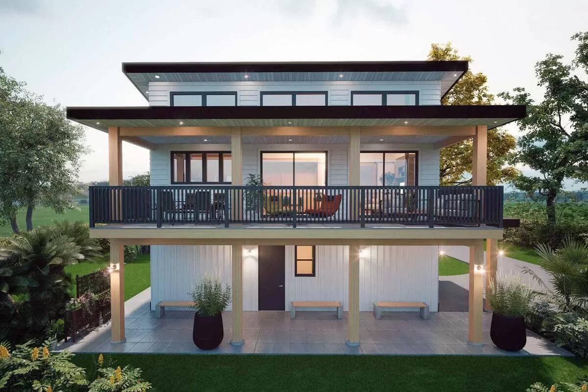 Modern Two-Story Design with Relaxing Upper Balcony