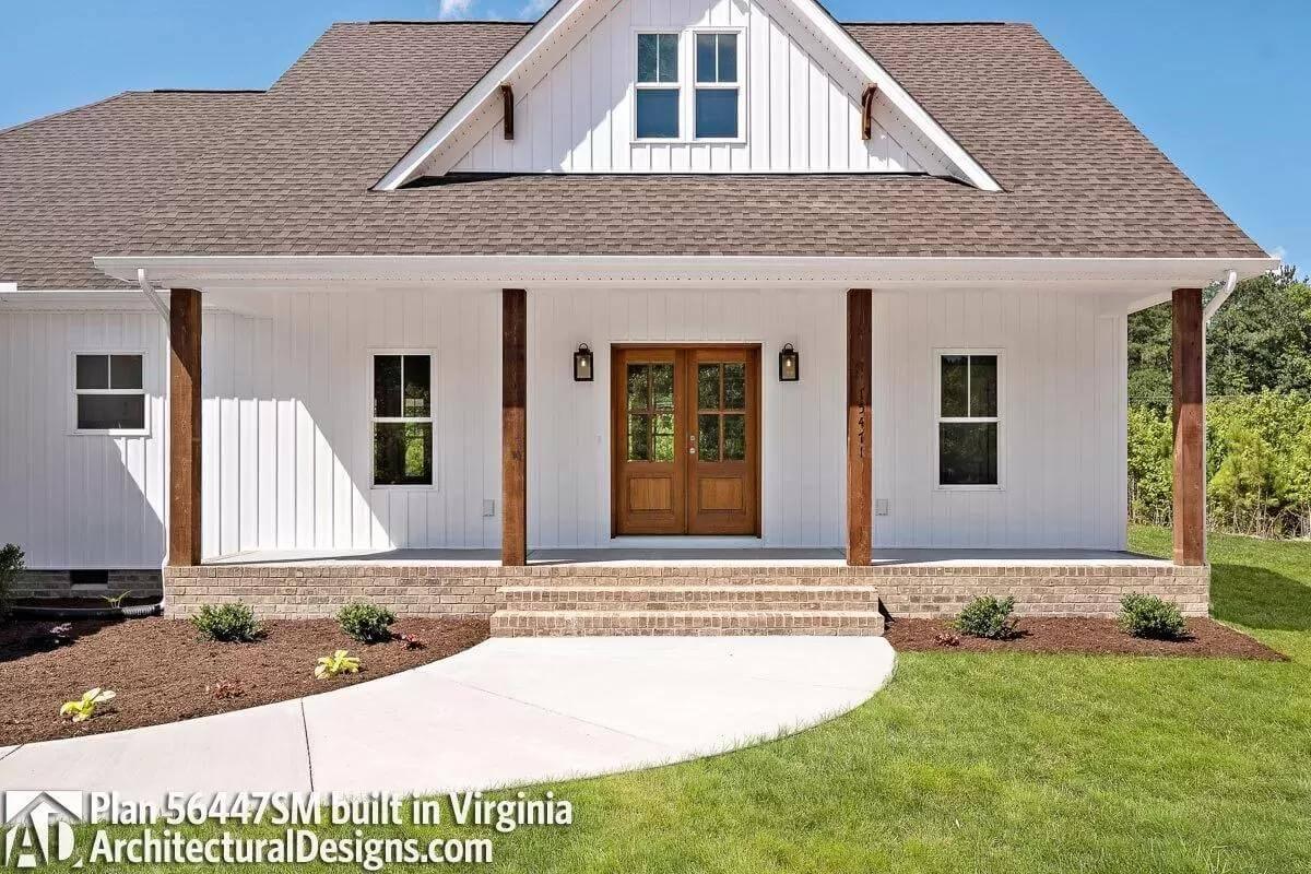 Wooden Pillars Framing a Welcoming Porch Entrance