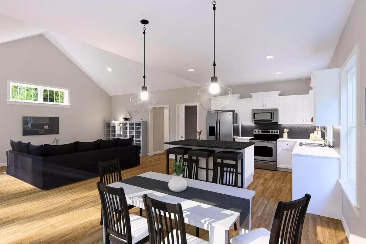 Wide-Open Craftsman Living with Vaulted Ceilings