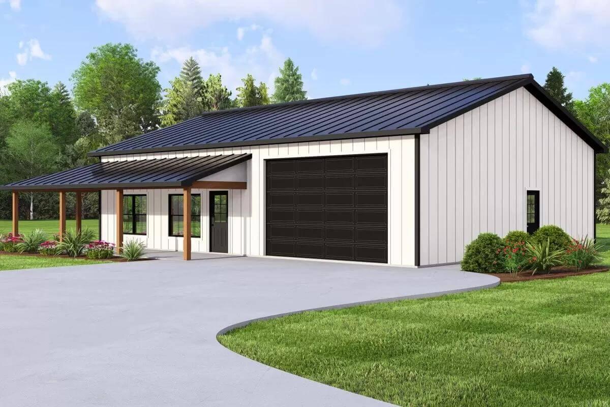 Check Out the Clean Lines and Bold Garage Door of This Modern Barn