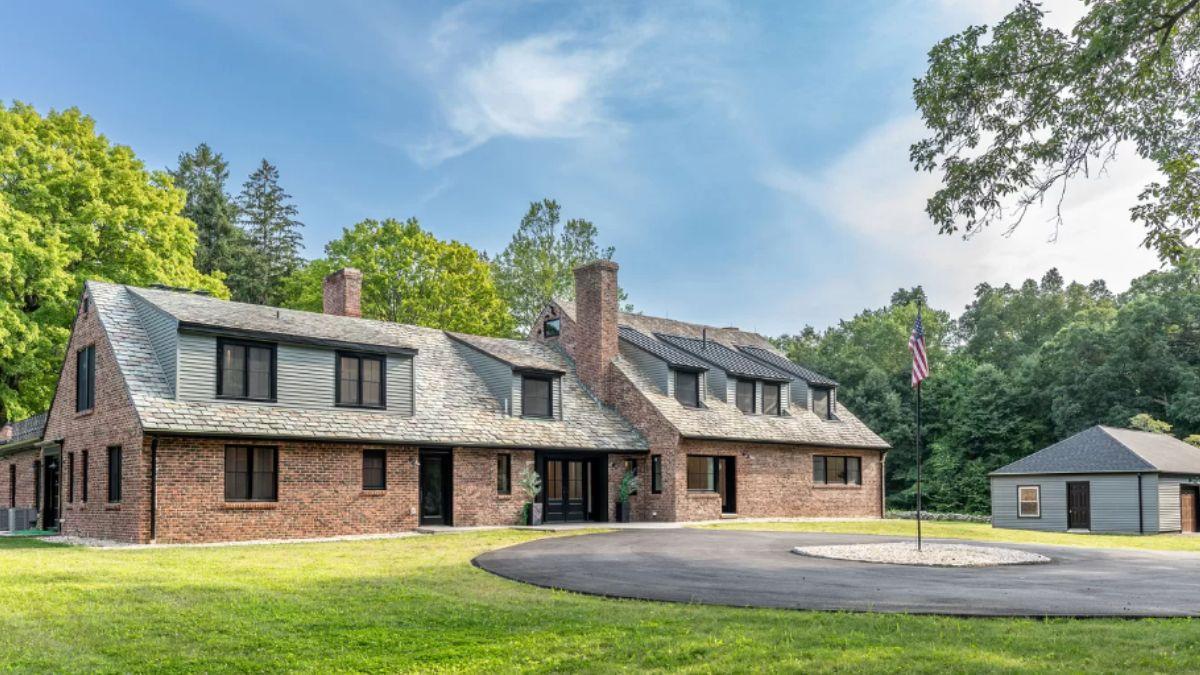 Classic Brick Estate with Picturesque Slate Roofing