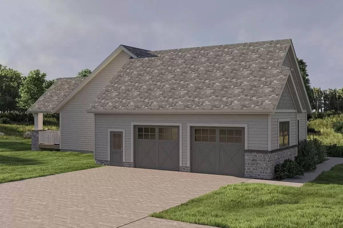 Craftsman-Style Garage with Classic Stone Accents