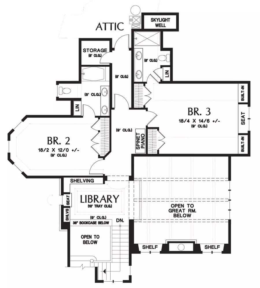 Unique Upper Floor with Elegant Library and Attic Access