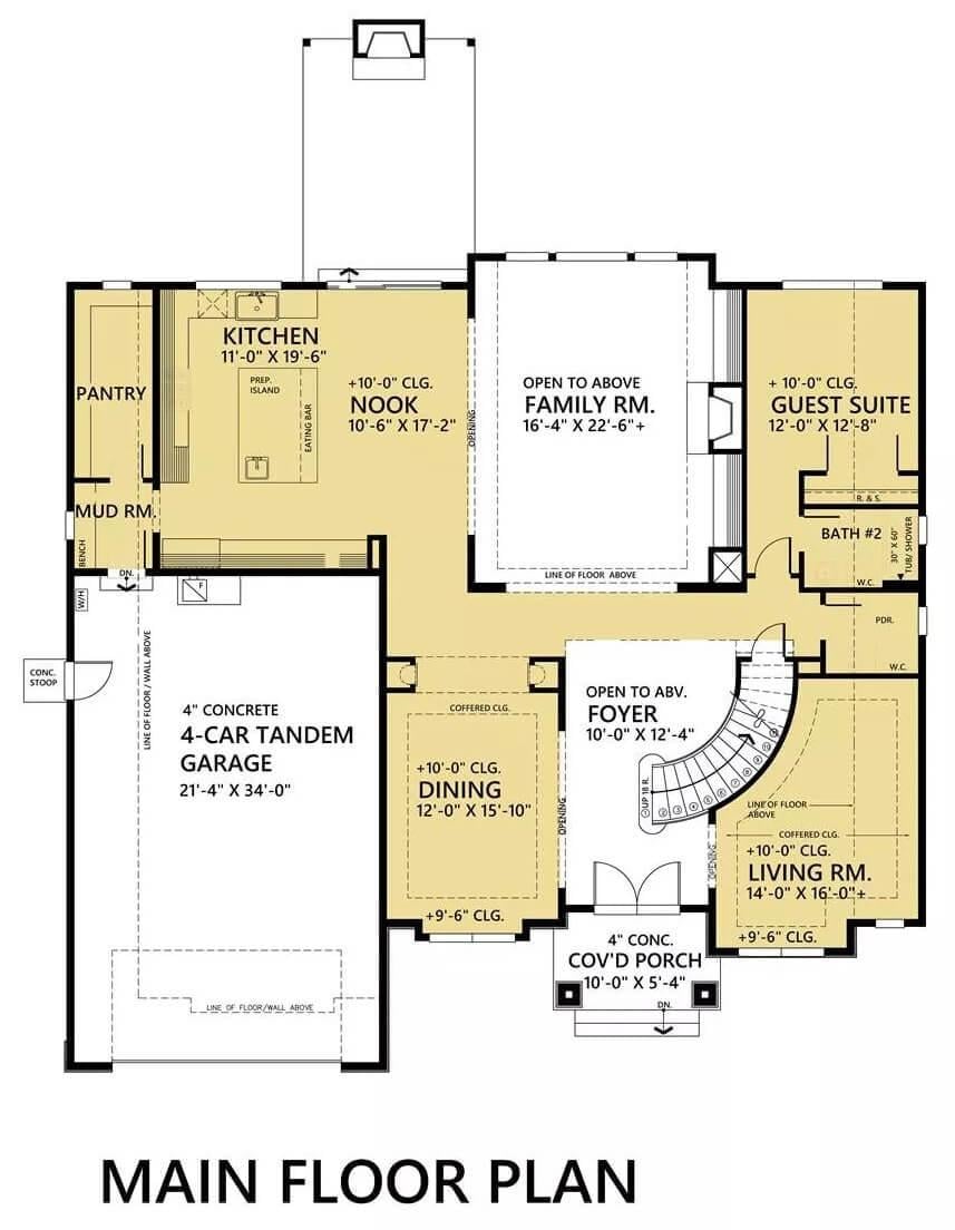 Explore the Spacious Main Floor with a 4-Car Tandem Garage