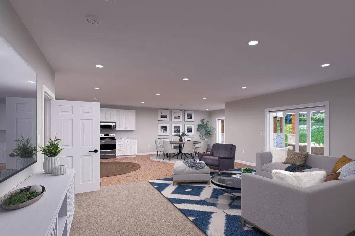 Check Out the Combined Living and Dining Space with Elegant Artwork