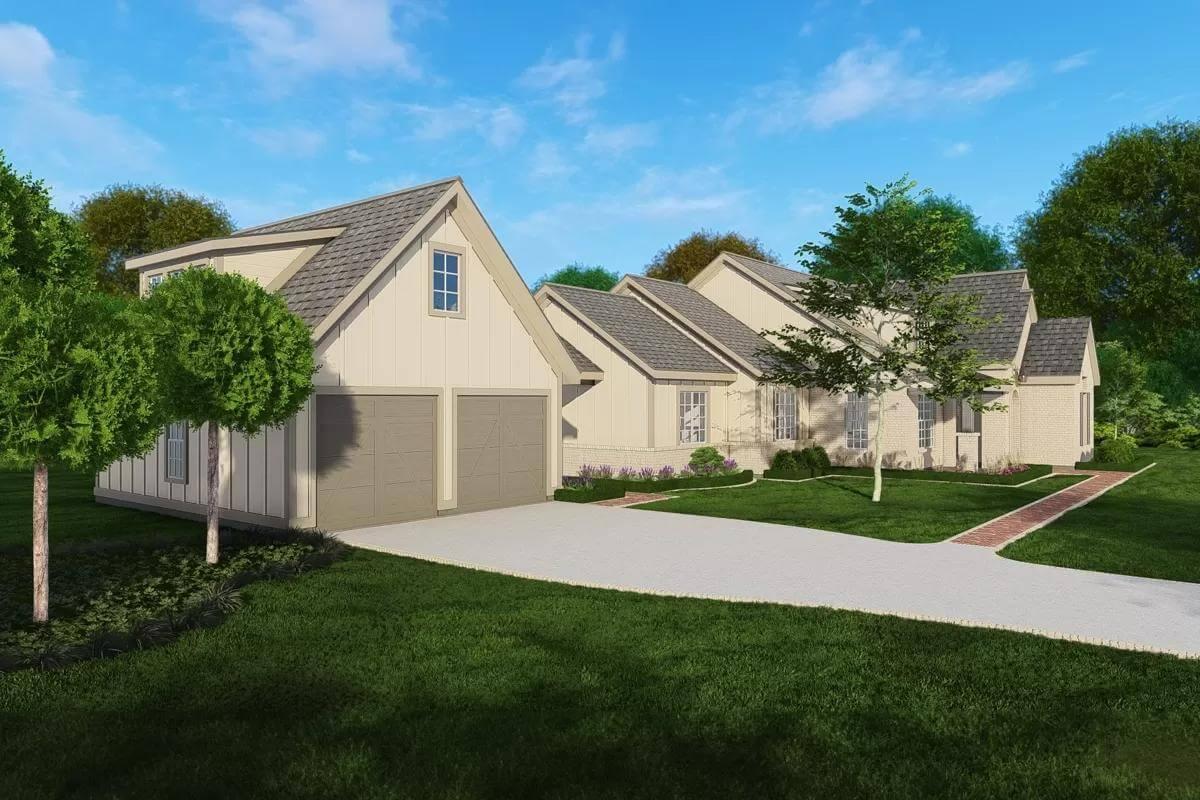 Charming Gables and a Two-Car Garage Complement the Scenic Landscape