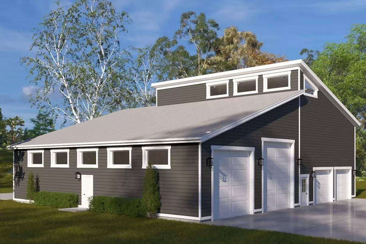 Discover the Sleek Horizontal Windows on This Modern Garage