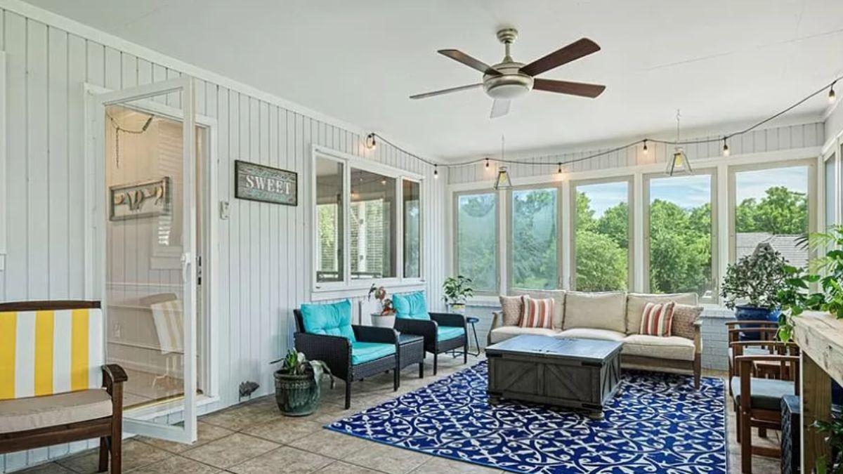Sunroom Style: Enjoy the Views from This Bright Corner with Pops of Color
