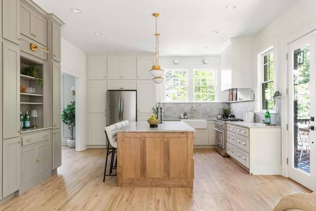 Check Out This Stunning Kitchen Island with Marble Countertop