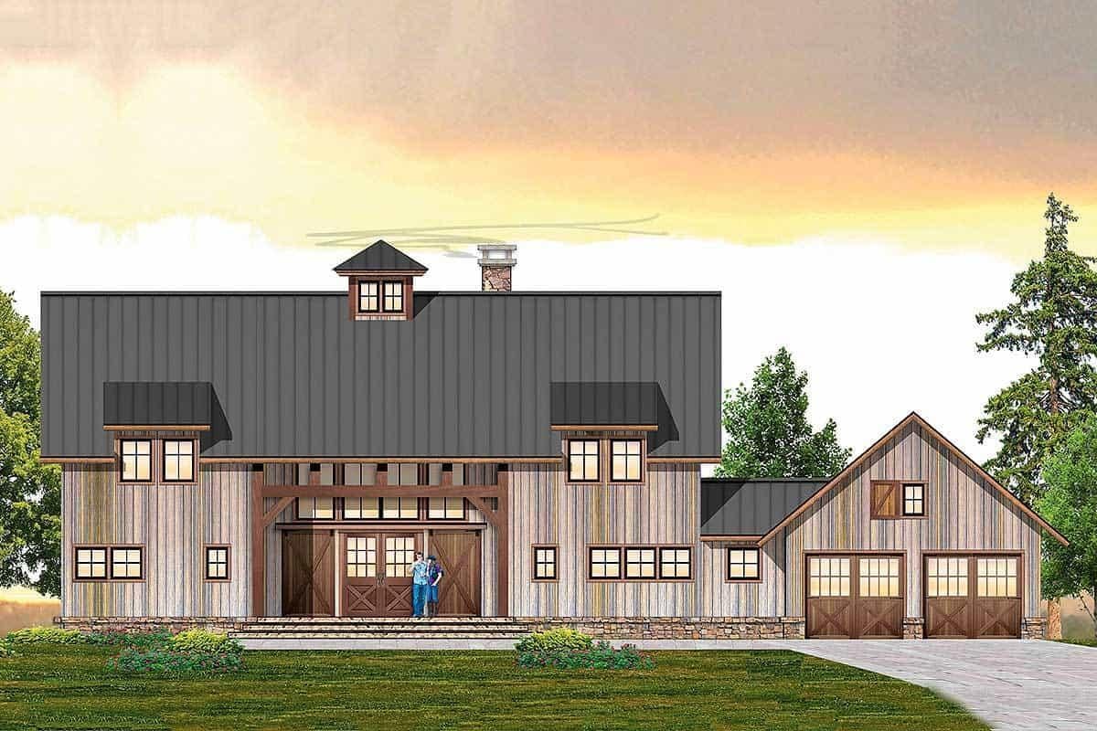 Notice the Timber Accents on This Modern Farmhouse Exterior
