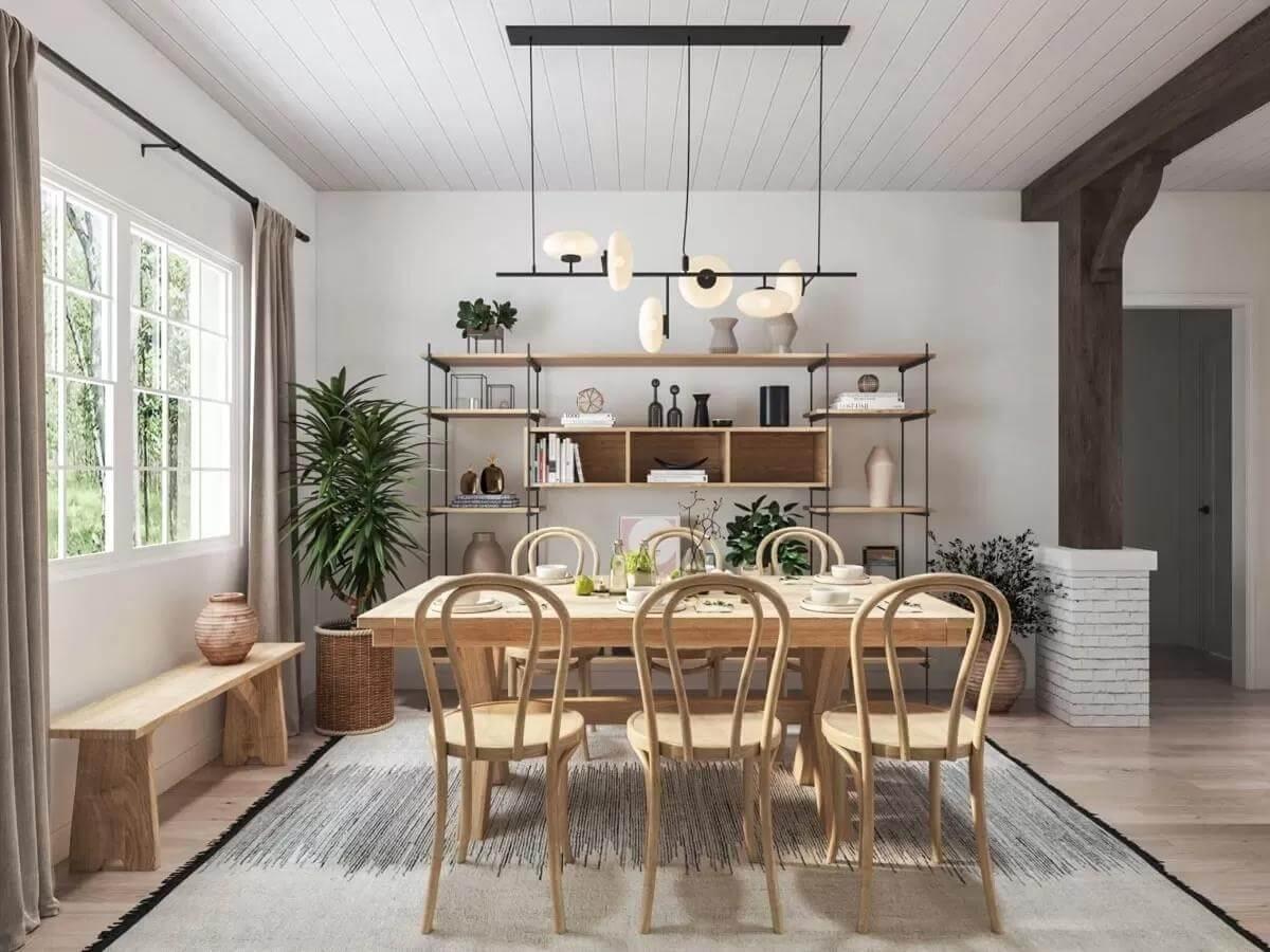 Dining Room Charm with a Shapely Pendant Light