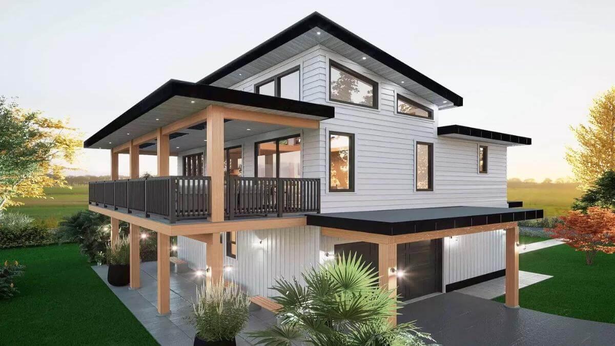 Modern Wraparound Balcony with Bold Lines