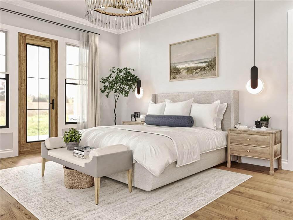 Dreamy Bedroom Retreat with Eye-catching Pendant Lights