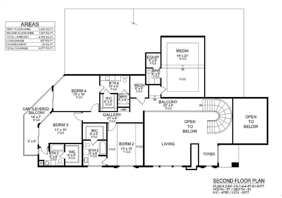 Second Level Floor Plan