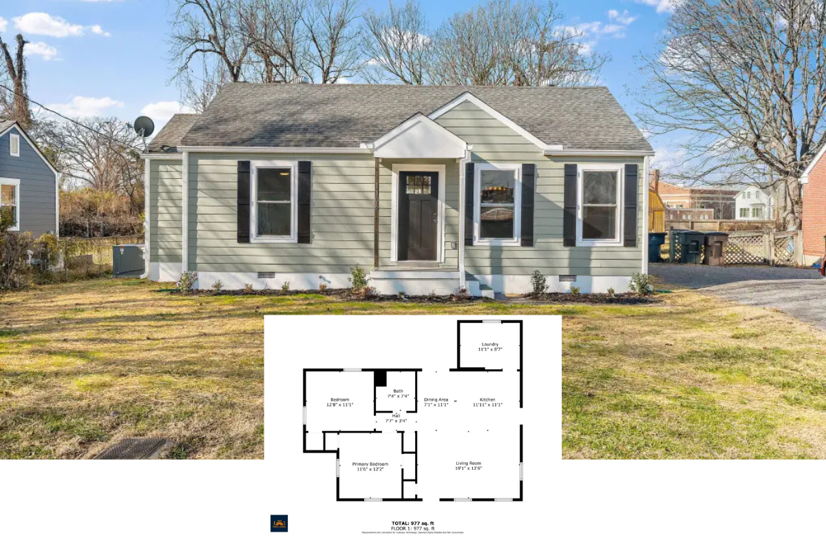 Cottage-Style Home with 2 Bedrooms and Open Floor Plan (1,032 Sq. Ft. Floor Plan)