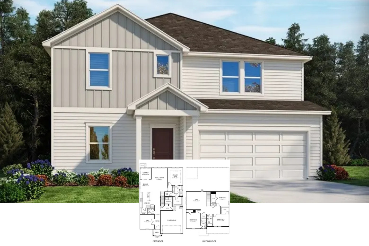 4-Bedroom Traditional-Style Home with Loft and Covered Patio (2,768 Sq. Ft. Floor Plan)