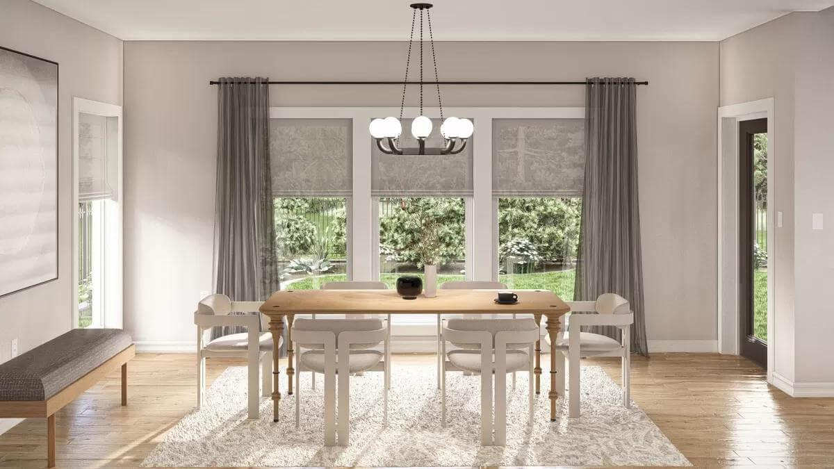 Spot the Sleek Chandelier and Neutral Tones in This Dining Room