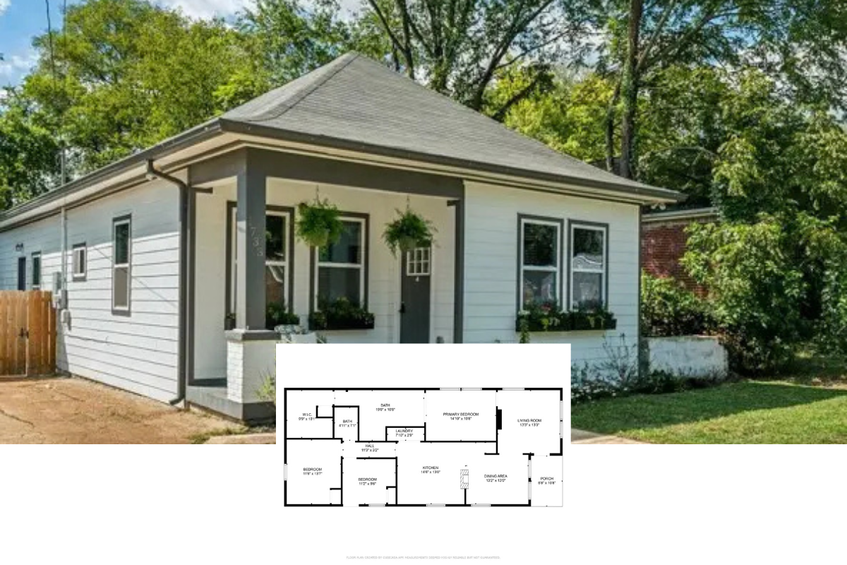 Bungalow-Style Home with 3 Bedrooms and Front Porch (1,462 Sq. Ft. Floor Plan)