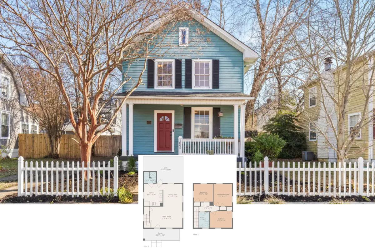 Traditional-Style 3-Bedroom Home with Open Living Space and Front Porch (1,050 Sq. Ft. Floor Plan)